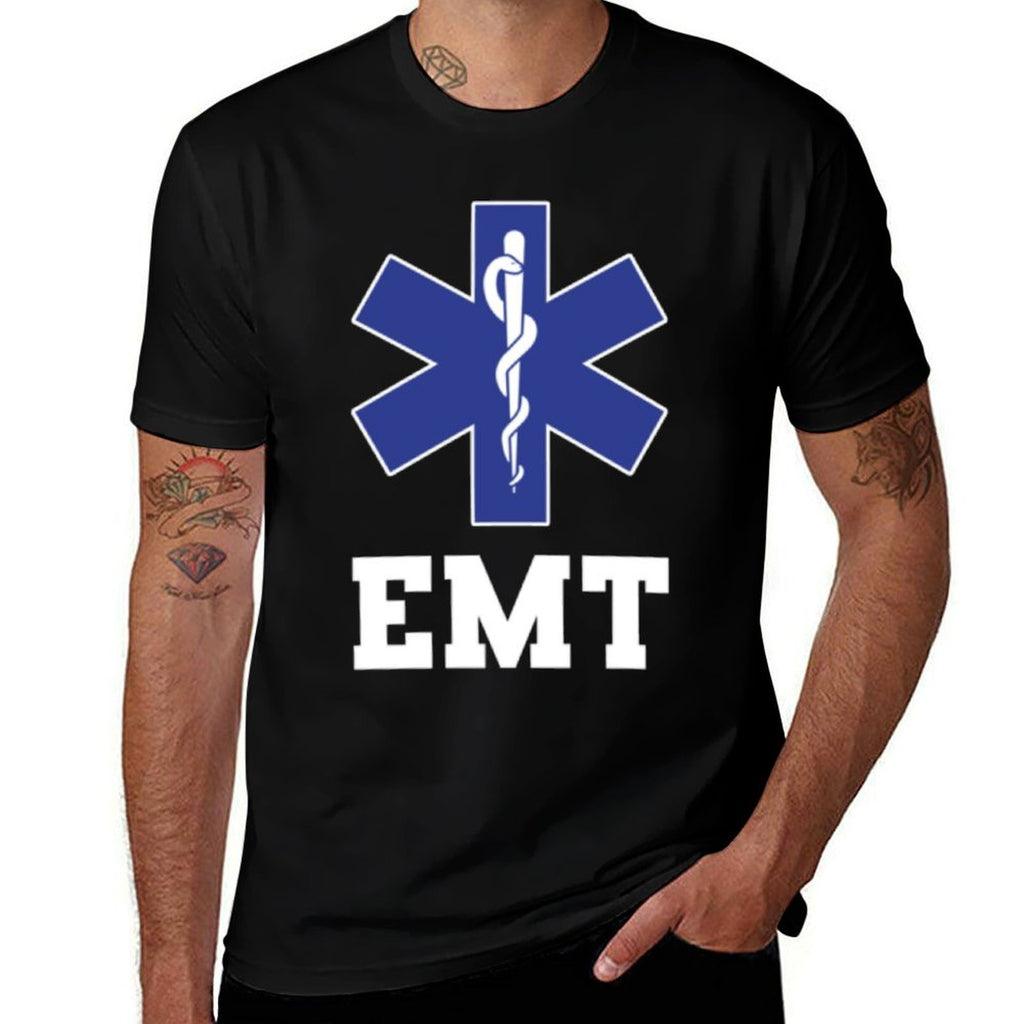 EMT EMS Paramedic Thin White Line Two-Sided EMT Gift  Heathered Texture T-Shirt