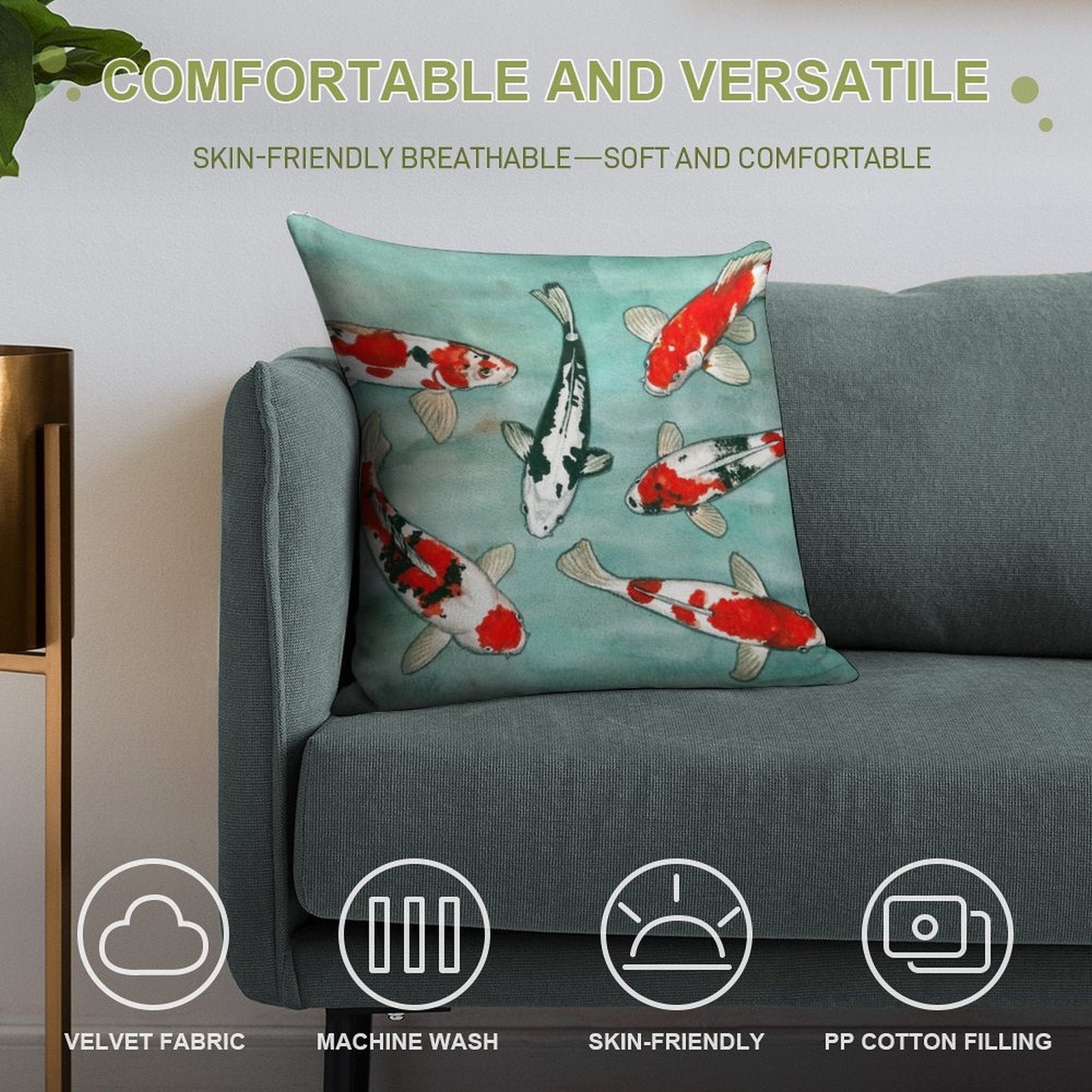 Le Ballet Des Carpes Koi Soft Home Decor Throw Pillow