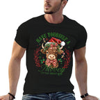 Have Yourself A Mooey Little Christmas Highland Cow Santa Raglan Baseball  Moisture-wicking T-Shirt
