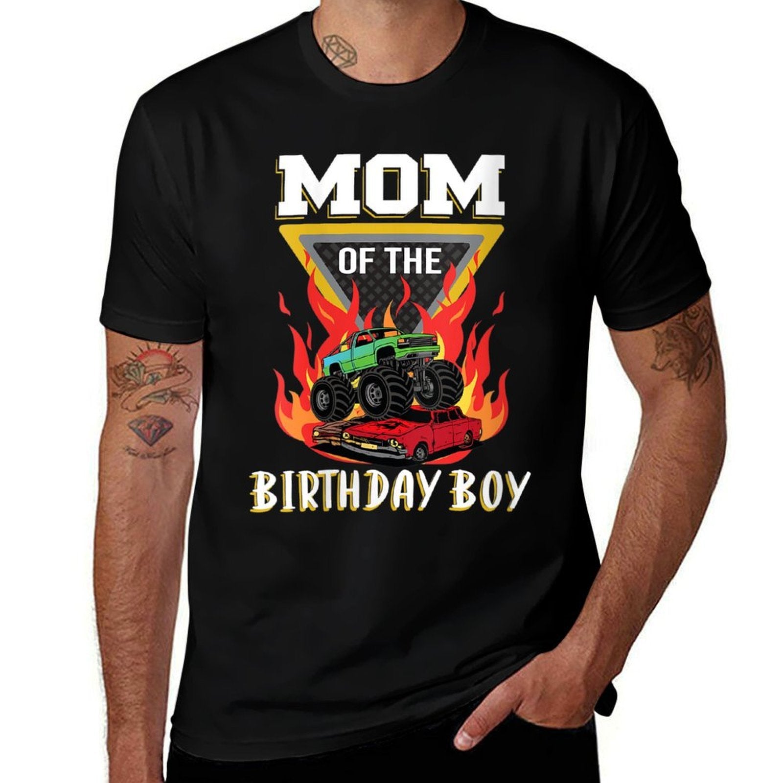 Womens Mom of The Birthday Boy, Your Funny Monster Truck Birthday  Lightweight T-Shirt