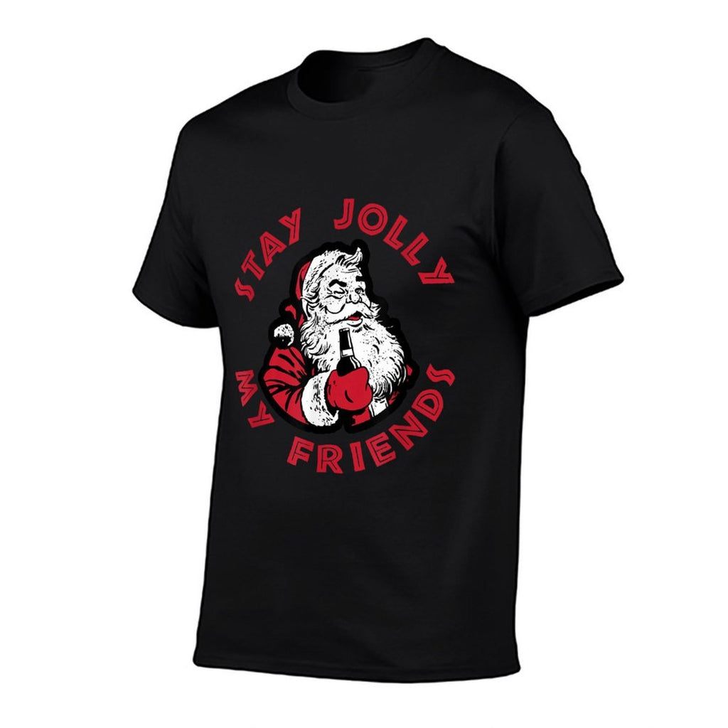 Stay Jolly My Friends Apparel Merry Christmas Santa Drunk  Vintage-inspired T-Shirt