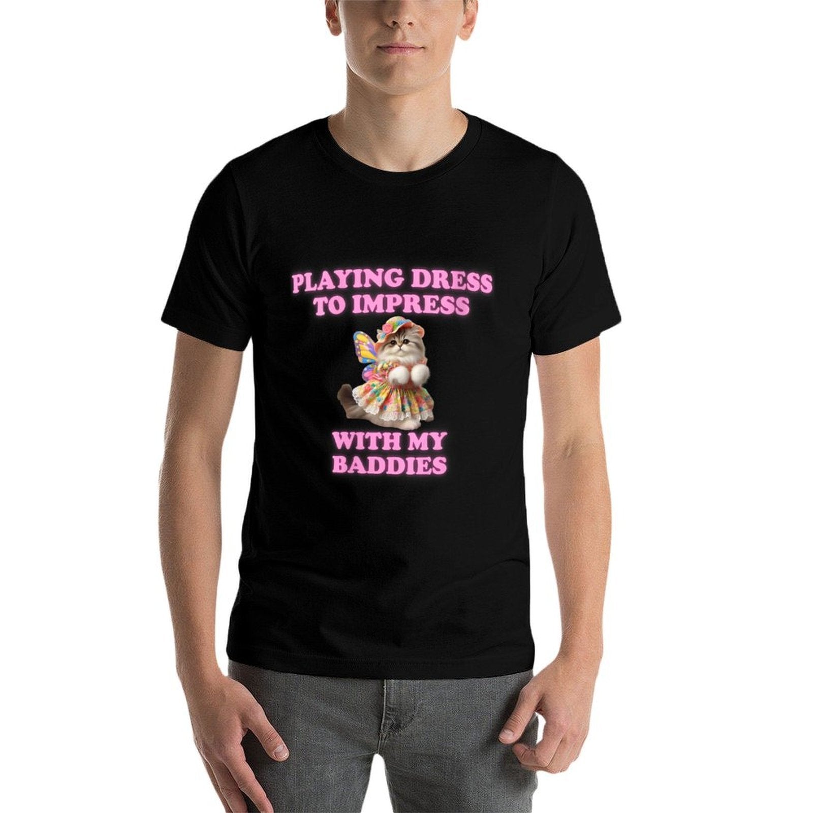 Womens Playing Dress To Impress With My Baddies Meme Saying  Polyester Blend T-Shirt
