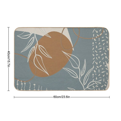 Abstract - Neutral Meeting Point 2 in Sea Blue  Easy Maintenance Bath Mat