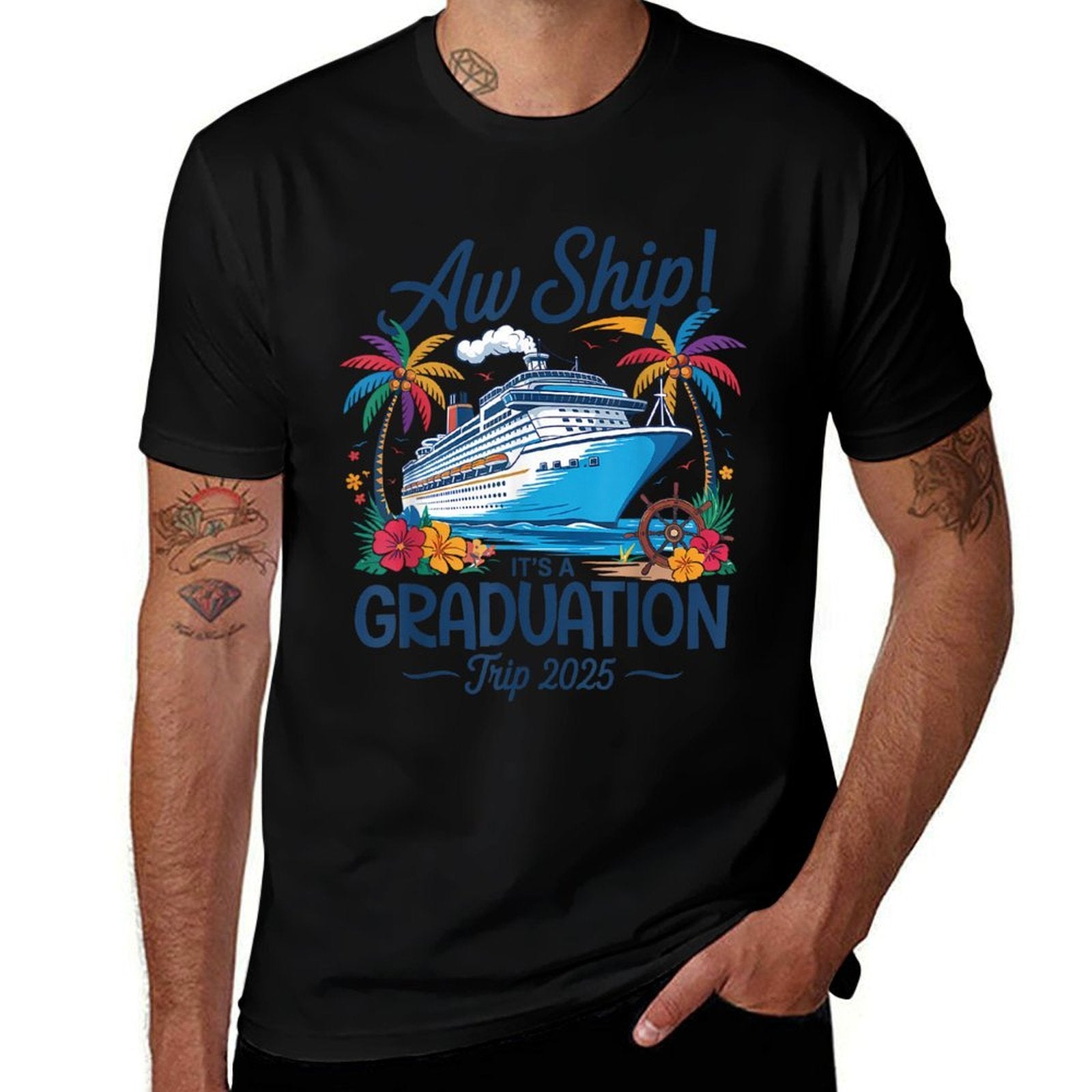 Aw Ship Its A Graduation Trip 2025 Matching Cruise Squad  Graphic-printed T-Shirt