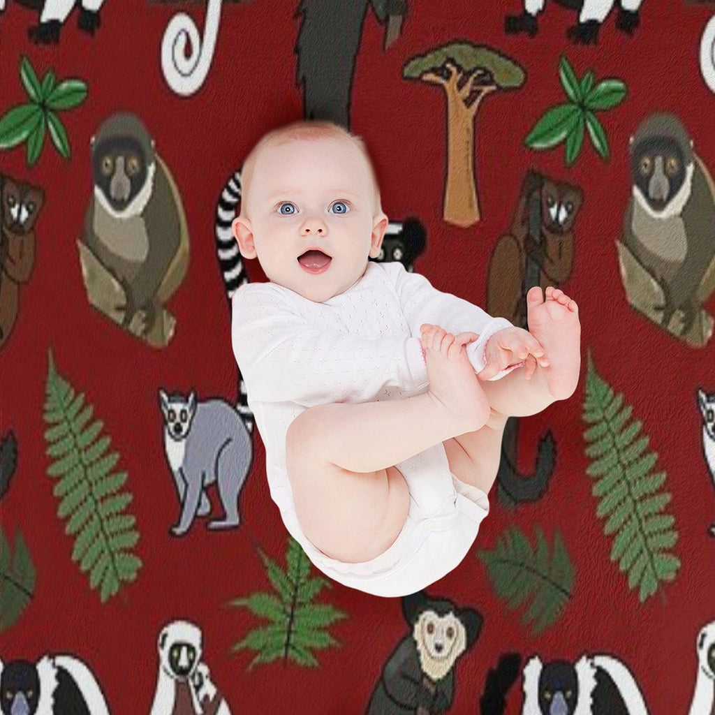 Lemur Pattern Anti-pilling Throw Blanket