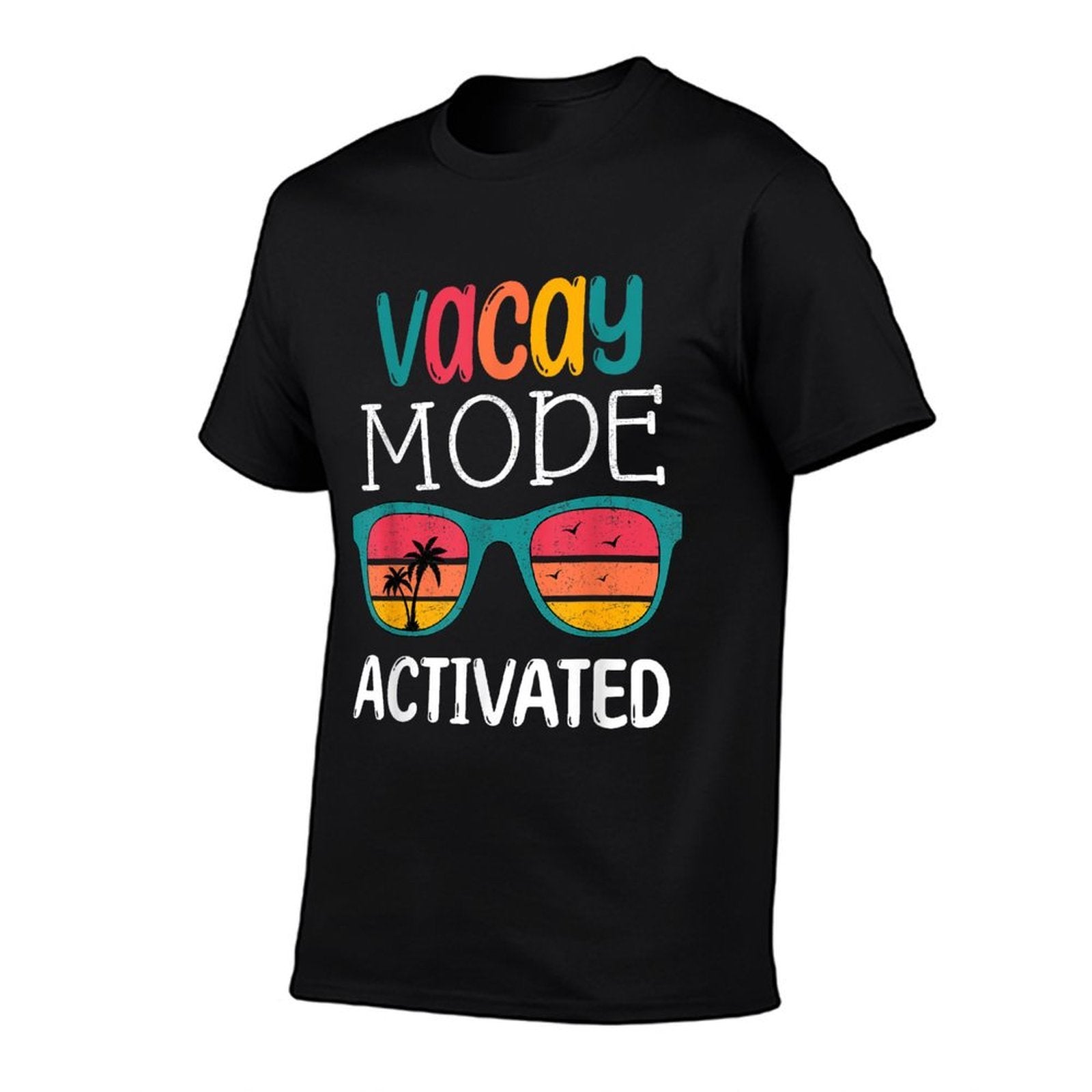 Funny Vacay Mode Activated Beach Sunset with Sunglasses Men Women Kids  Rolled Sleeves T-Shirt