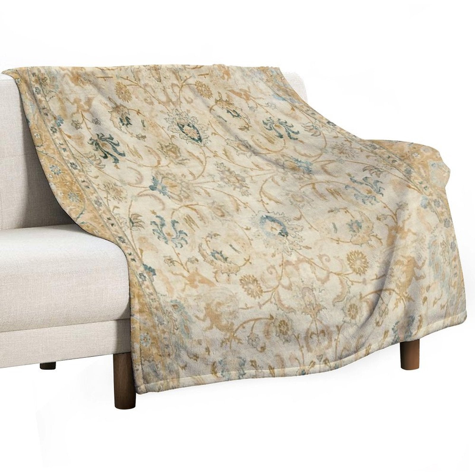 Antique Persian Tabriz  Rug Print Velvety-soft Throw Blanket