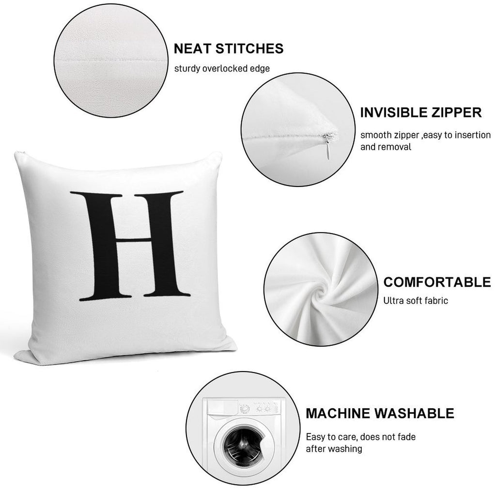 Letter H Monogram Initial Soft Durable Construction Throw Pillow