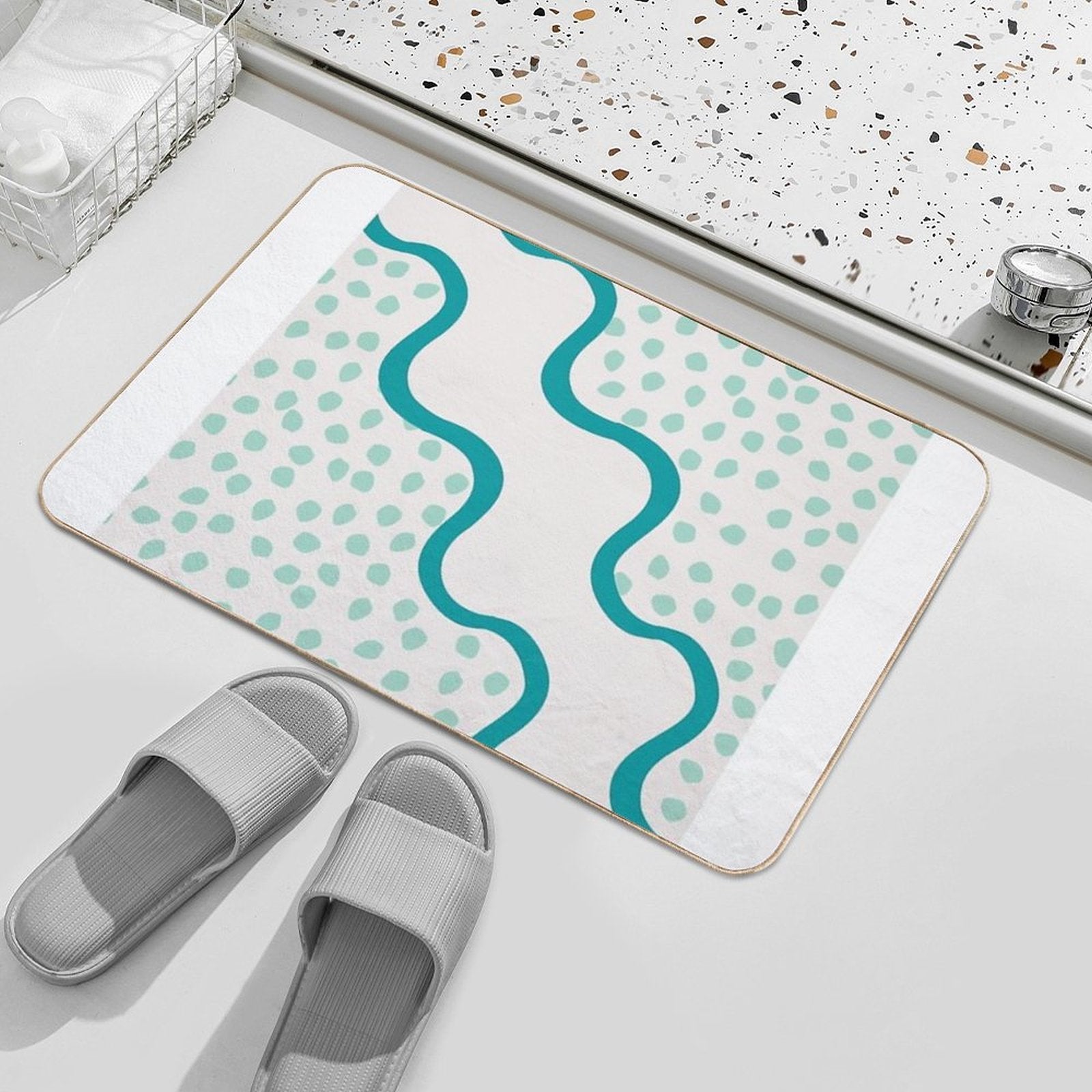 Ocean Two Blue Tone Aesthetic Design Durable Bath Mat