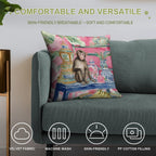 Monkey in Chinoiserie Interior with Bananas Soft Bedroom Essential Throw Pillow