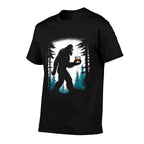 Bigfoot Drinking Whiskey - Funny Bigfoot Sasquatch Lover  Rolled Sleeves T-Shirt