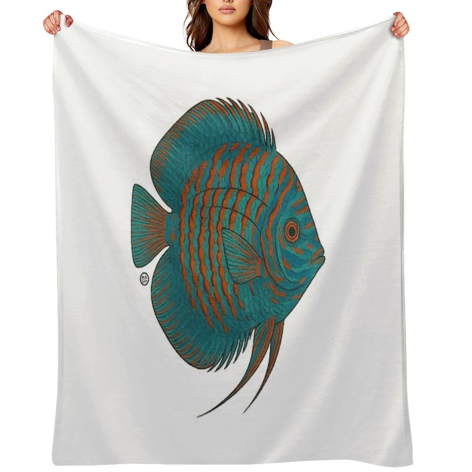 Discus Fish Japanese Style - Amazon Fish All-season Throw Blanket