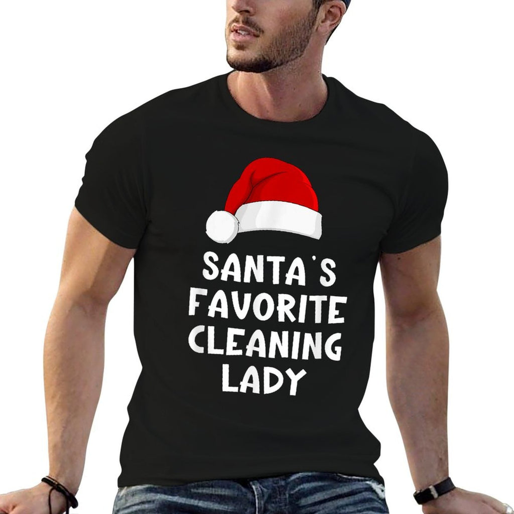 Christmas Santas Favorite Cleaning Lady Funny Xmas Pajama  Oversized Silhouette T-Shirt