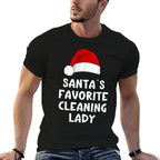 Christmas Santas Favorite Cleaning Lady Funny Xmas Pajama  Oversized Silhouette T-Shirt