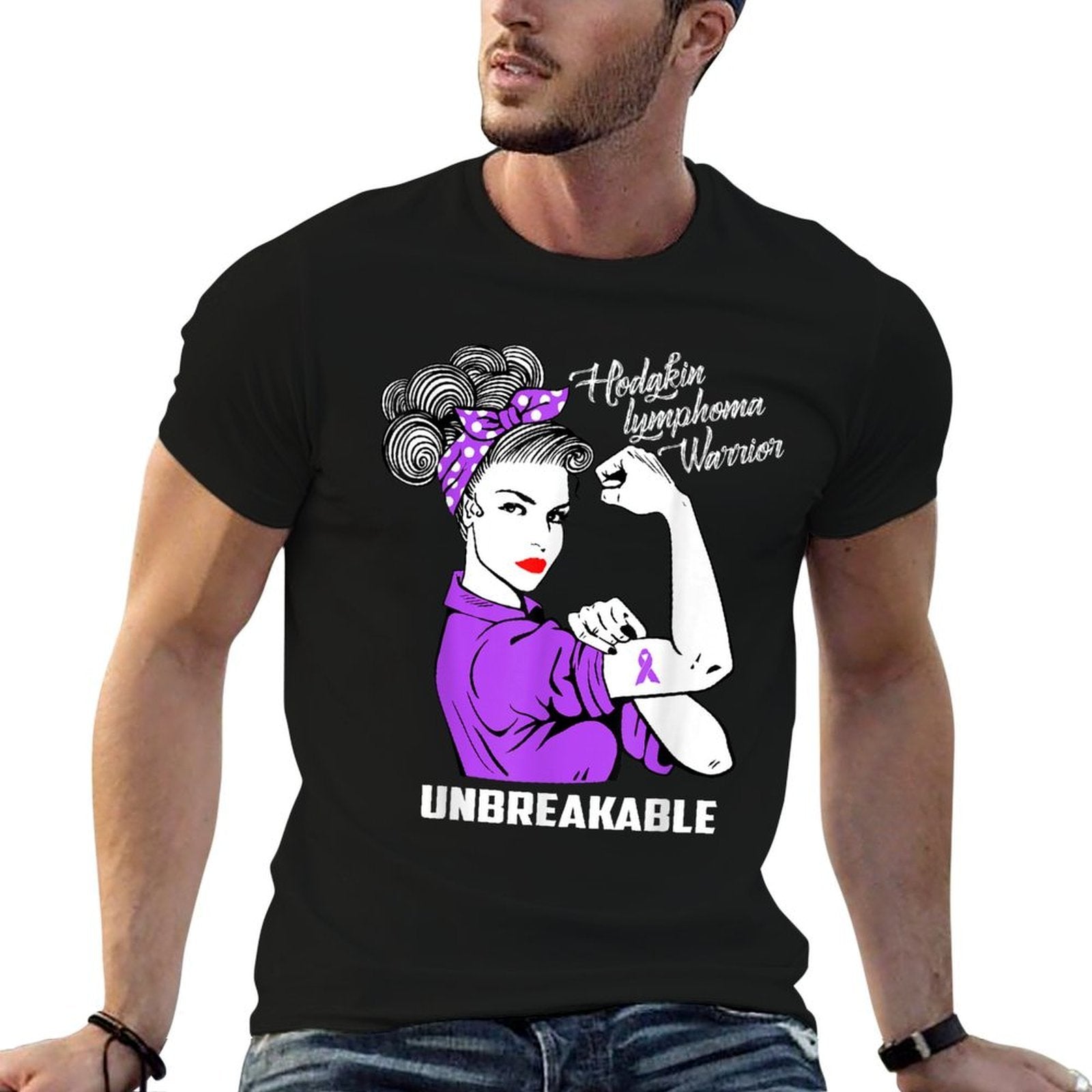 Hodgkin Lymphoma Warrior Unbreakable Awareness Gift  Wrinkle-resistant T-Shirt