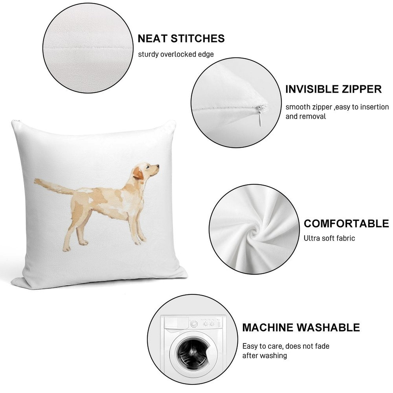 Yellow Lab Silhouette Watercolor Soft Anti-Pilling Throw Pillow
