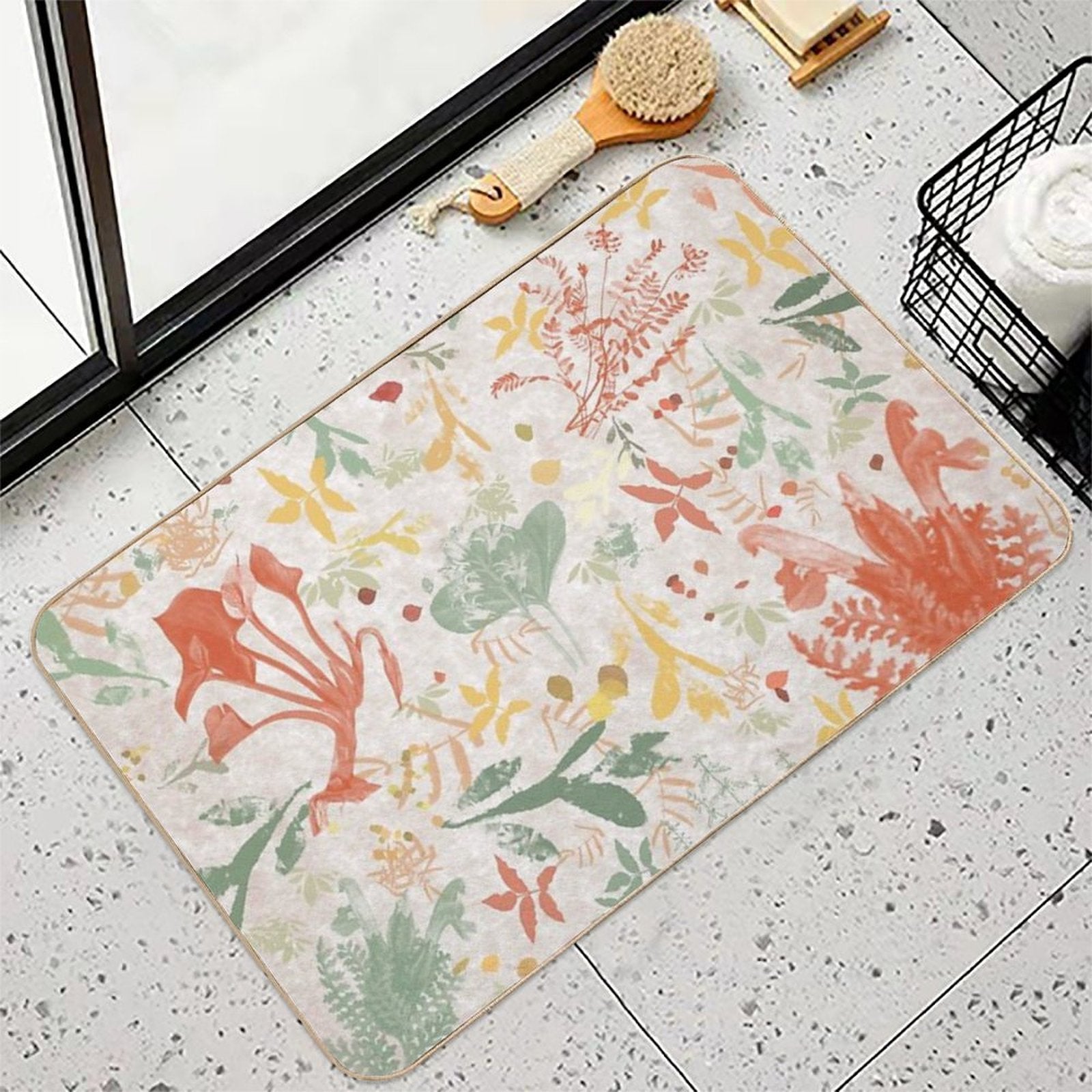 Vintage Floras - Ft. Retro Colors - Environmental Pattern  Eco-Friendly Bath Mat