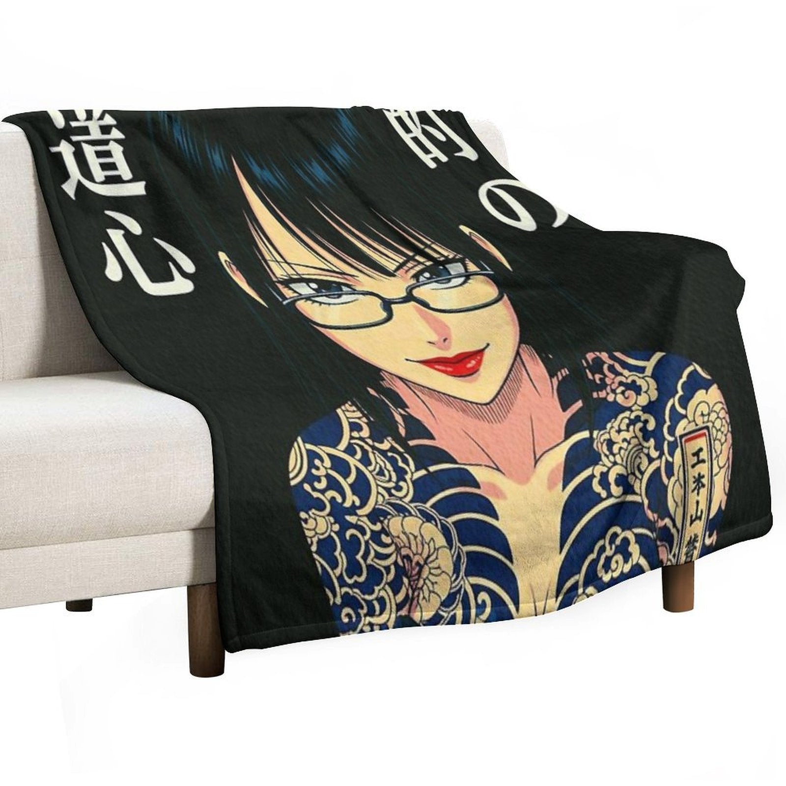 90s Anime Black Widow All-season Throw Blanket