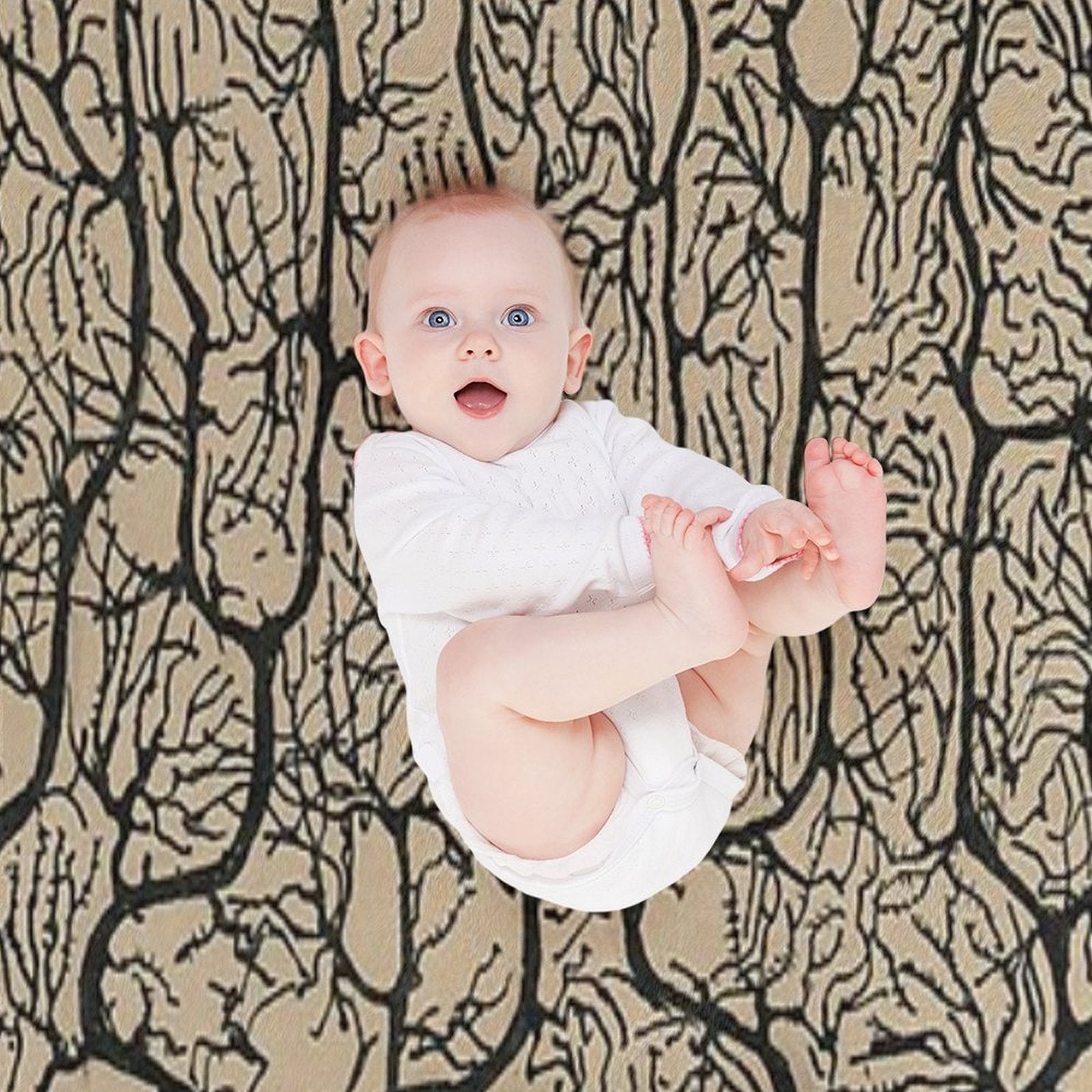 Cajal's Neurons Sketch Wrinkle-free Throw Blanket