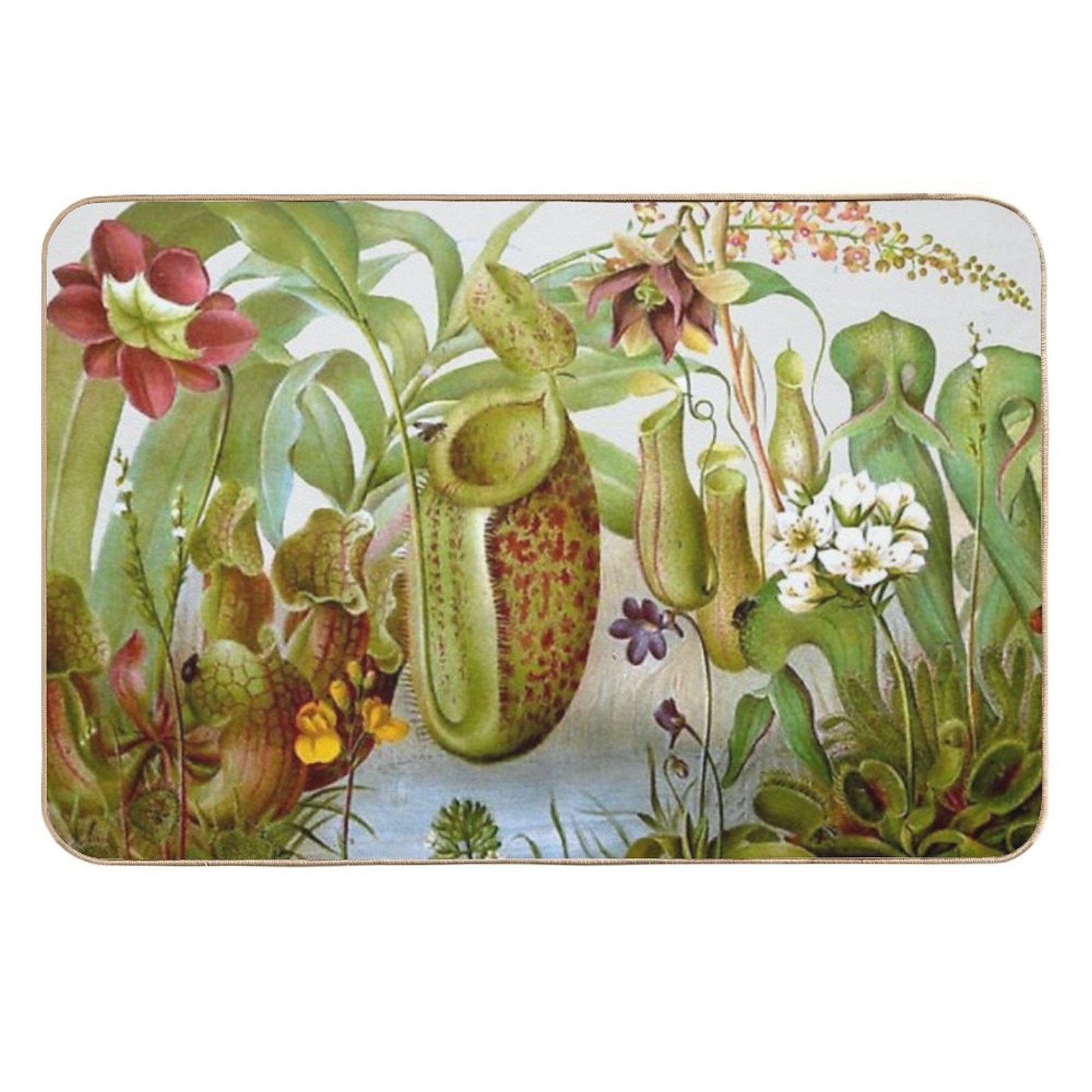 Vintage Carnivorous Plant Illustration  Versatile Bath Mat