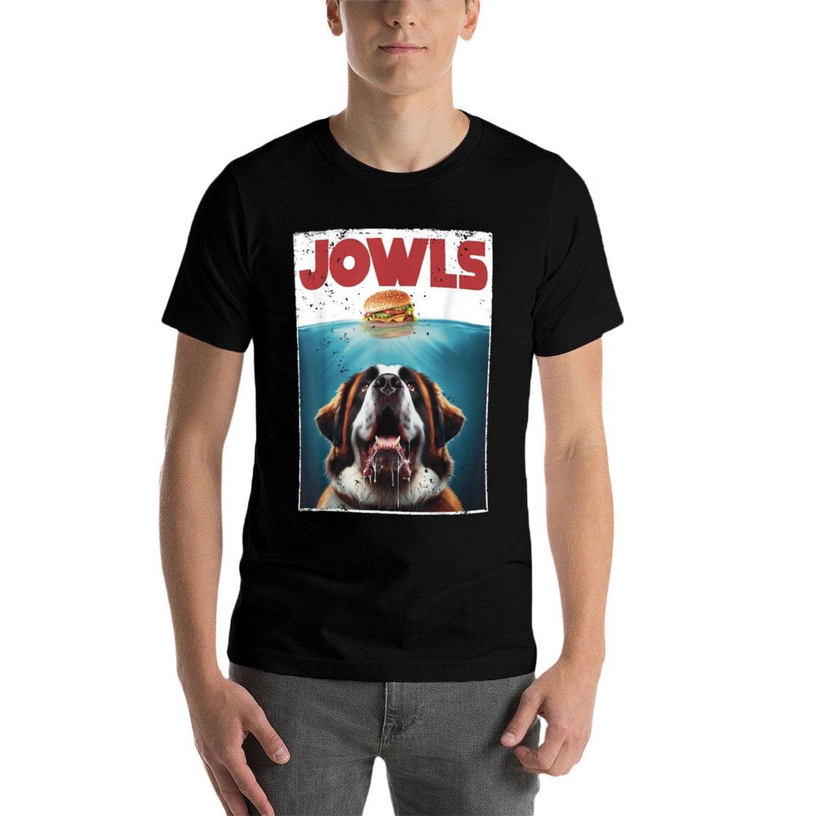 Funny St. Bernard, Jowls Burger, Saint Giant Dog Mom, Dad  Heathered Texture T-Shirt