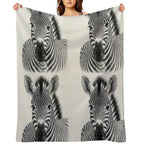 Realistic Black And White Zebra Portrait All-season Throw Blanket