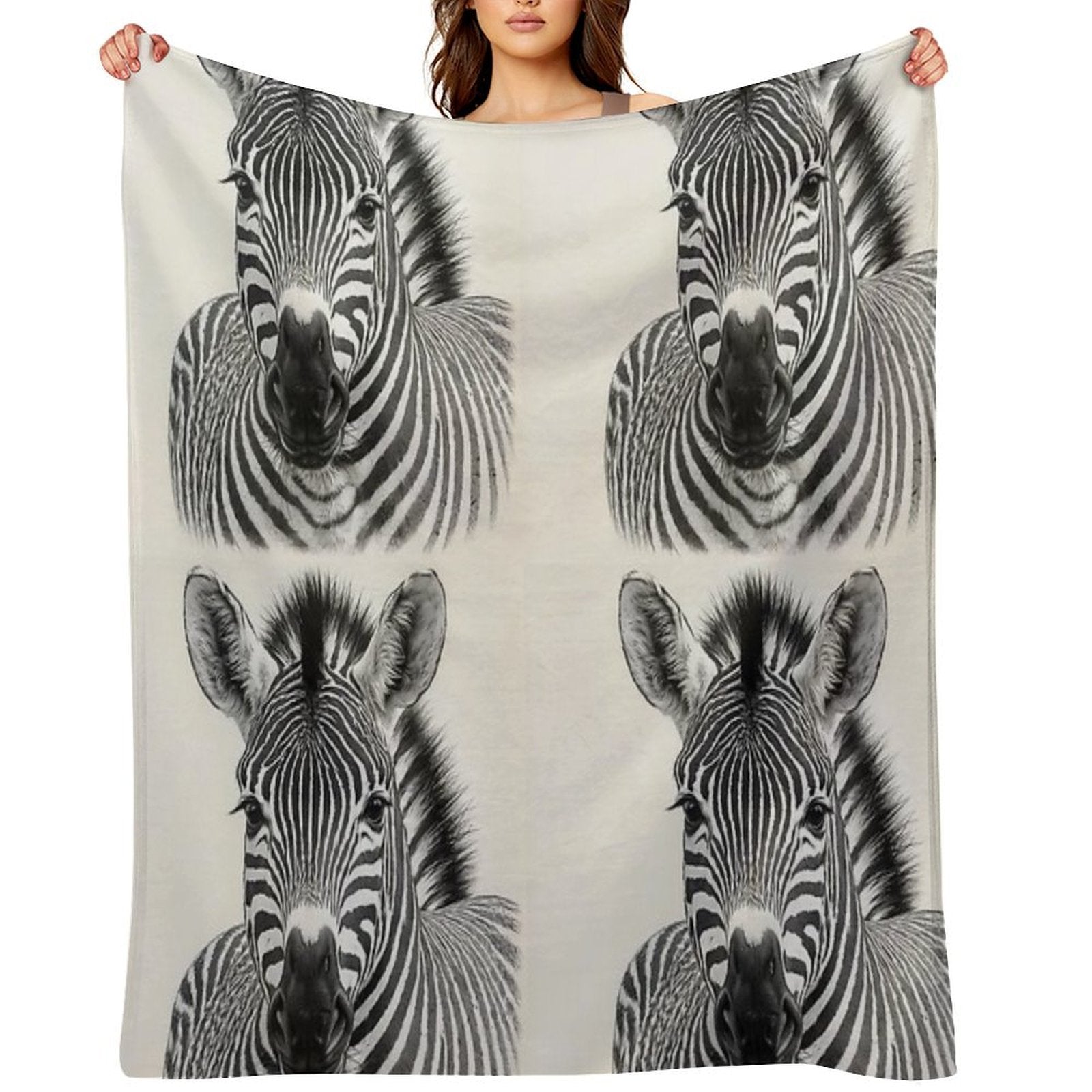 Realistic Black And White Zebra Portrait All-season Throw Blanket