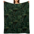 Dark Green Geometric Pattern Design Done in Oil Pastel Anti-pilling Throw Blanket