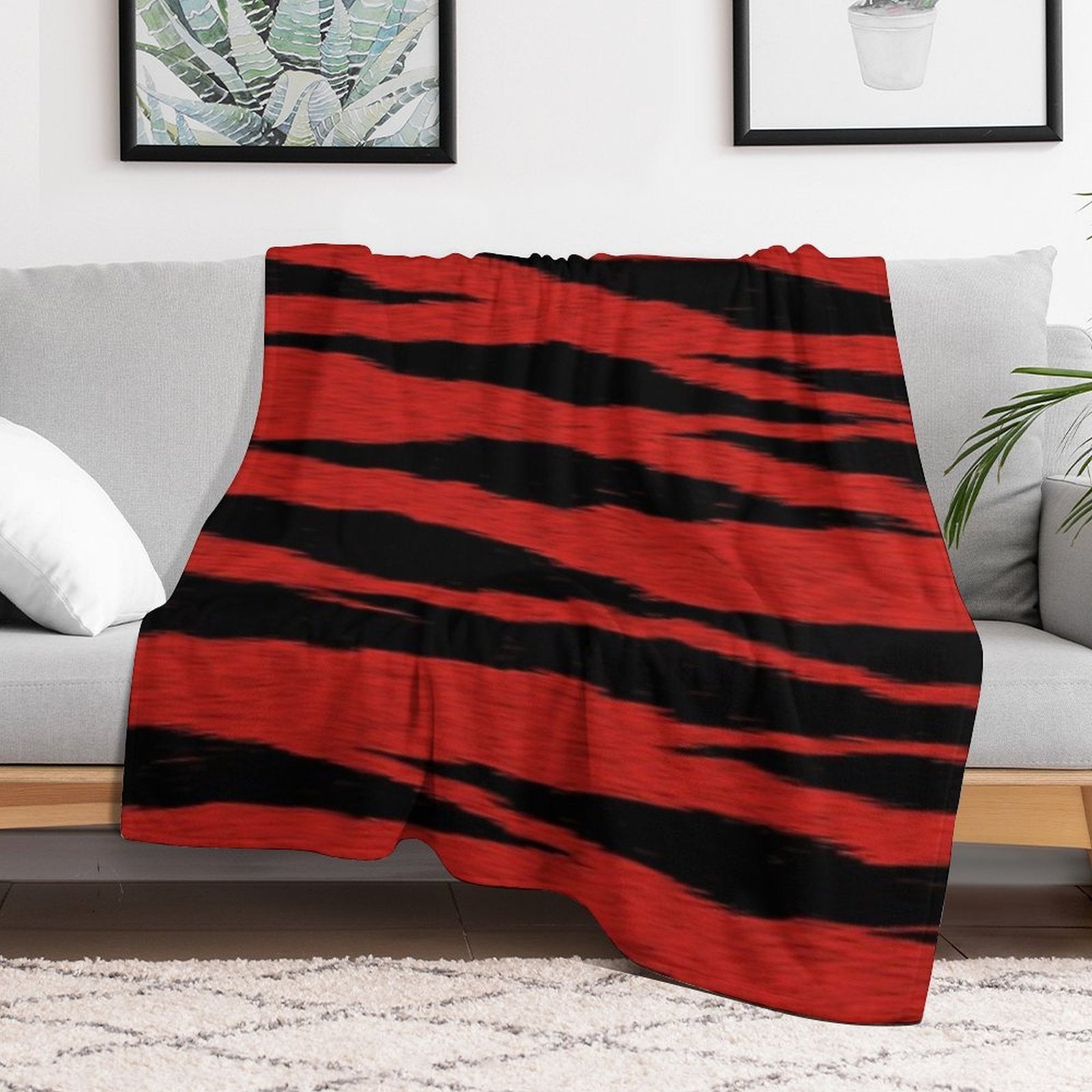 Crimson Tiger Skin All-season Throw Blanket