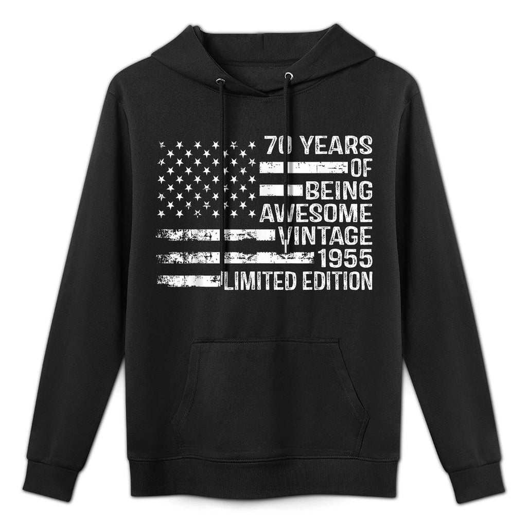 70 Years Old Birthday Vintage American 70th Birthday Shape Retention Hoodie