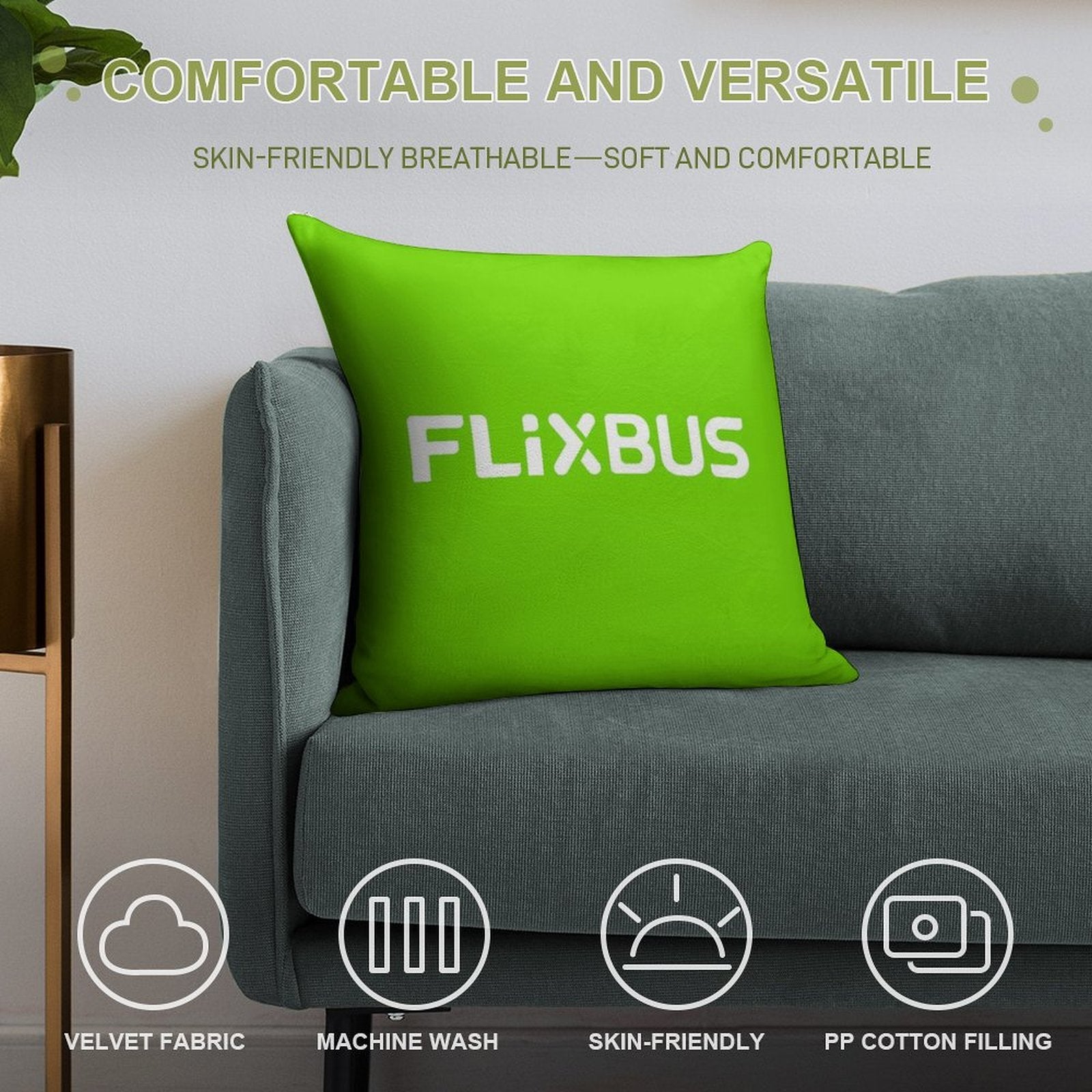 Flixbus Soft High-Density Material Throw Pillow