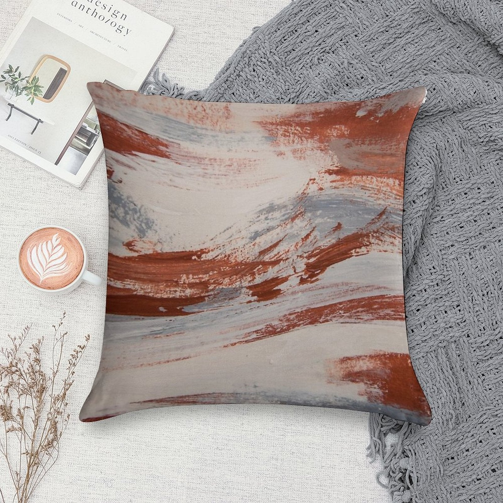 Rust, Slate And Earth Soft Skin-Friendly Throw Pillow