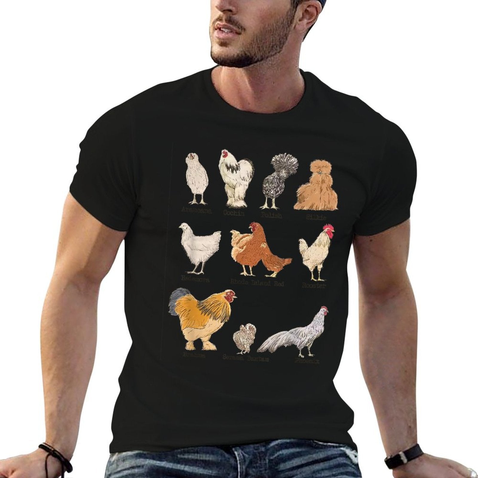 Vintage Chicken Breeds Farm Animals Day Support Local Farmer  High-quality Stitching T-Shirt