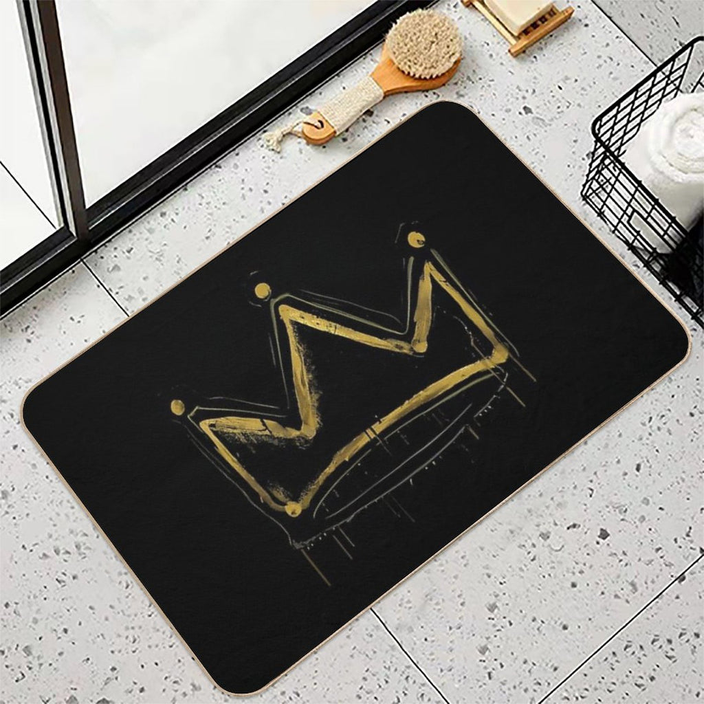 Gold Crown Graffiti  Urban Street Art Spray Paint Design  Eco-Friendly Bath Mat
