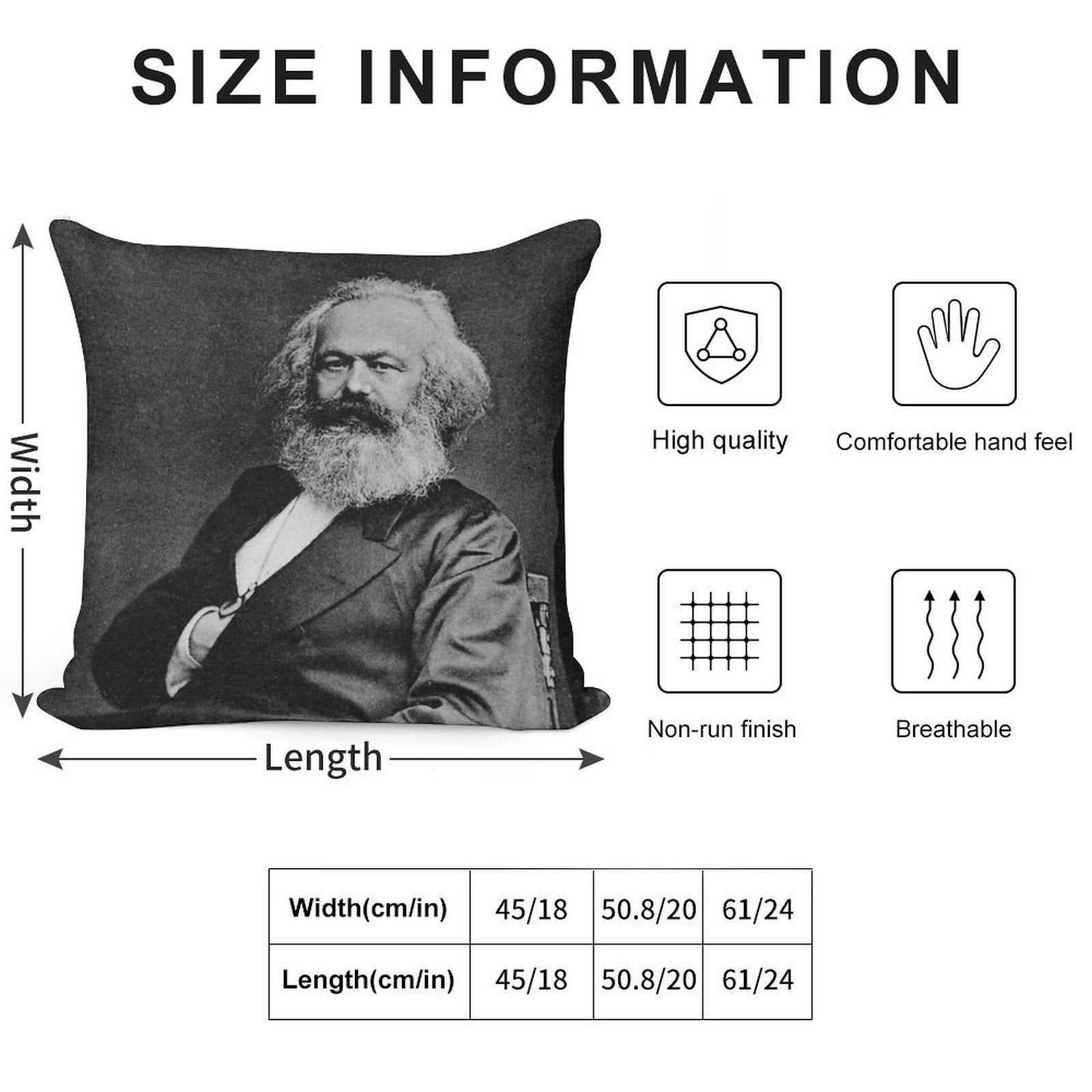 Karl Marx (best Quality) Soft Easy Maintenance Throw Pillow