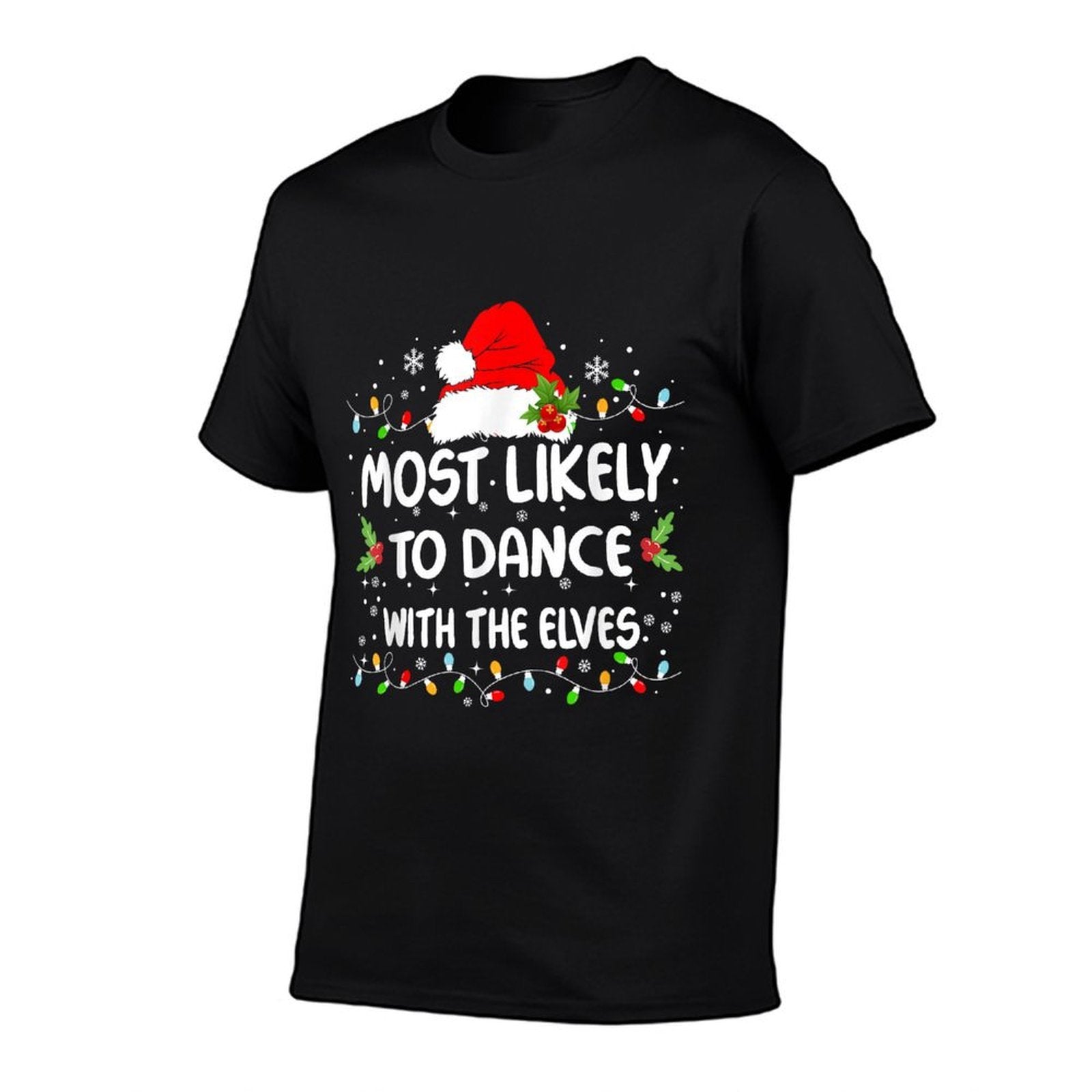 Funny Most Likely To Dance With The Elves Christmas  Heathered Texture T-Shirt