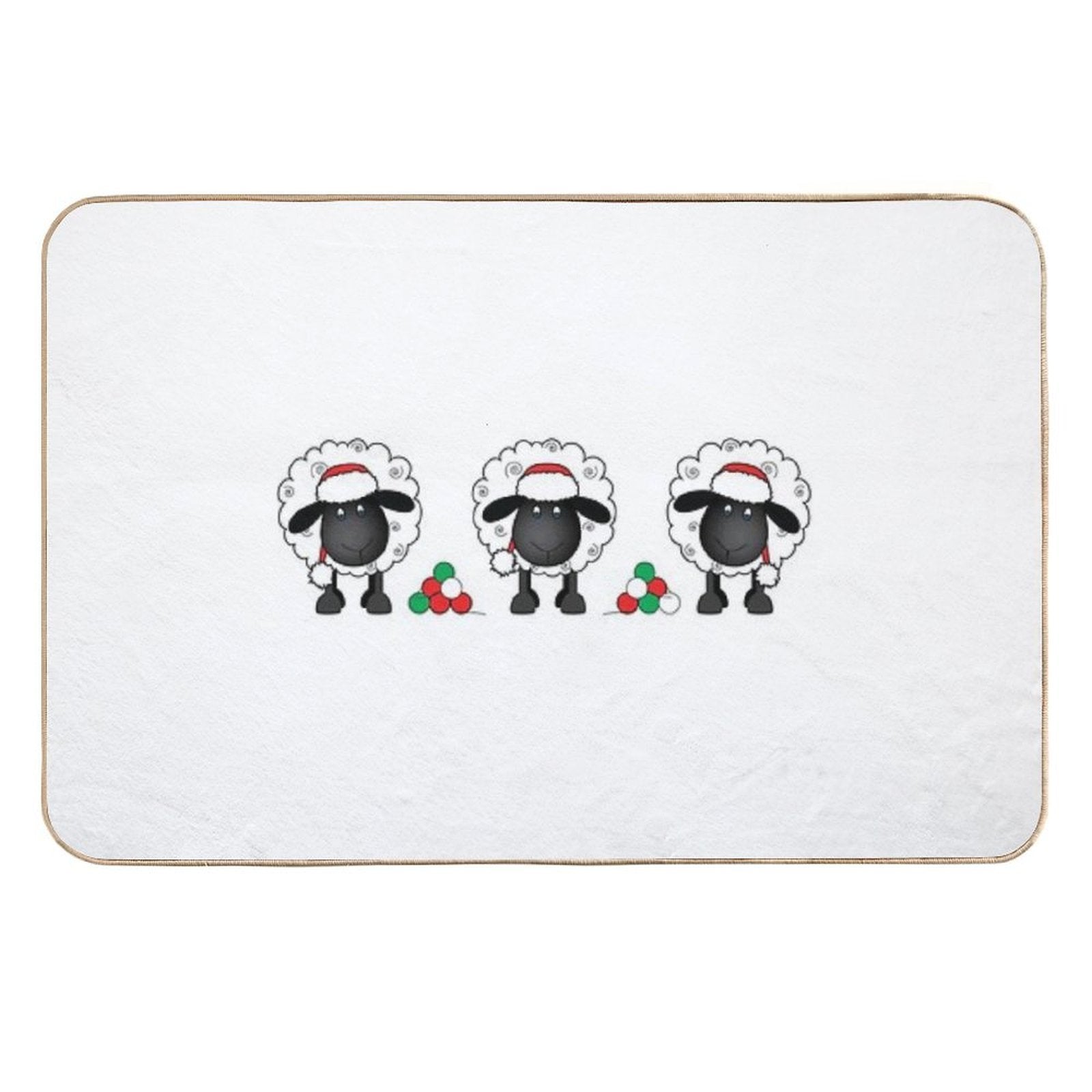 Christmas Sheep Trio With Wool - Shelby  Toxin-Free Bath Mat