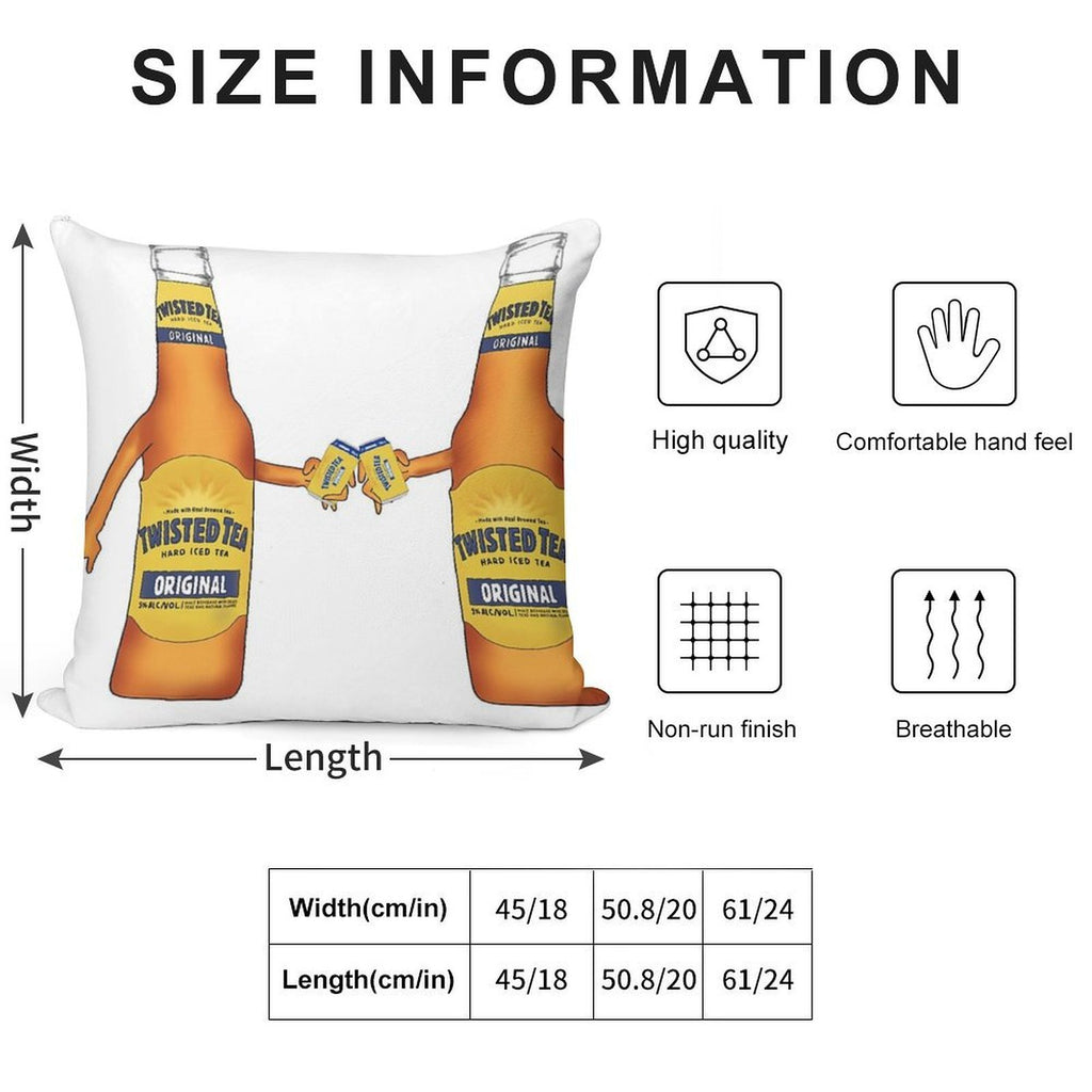 Twisted Tea Cheers Soft Shrink-Resistant Throw Pillow