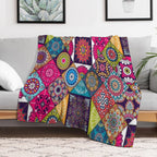 Ethnic  Hippie Pattern Patchwork Quilt African Geometric Durable Throw Blanket