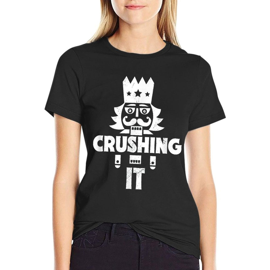 Funny Nutcracker Vintage Christmas Nutcracker Crushing It  Summer-ready Fabric T-Shirt