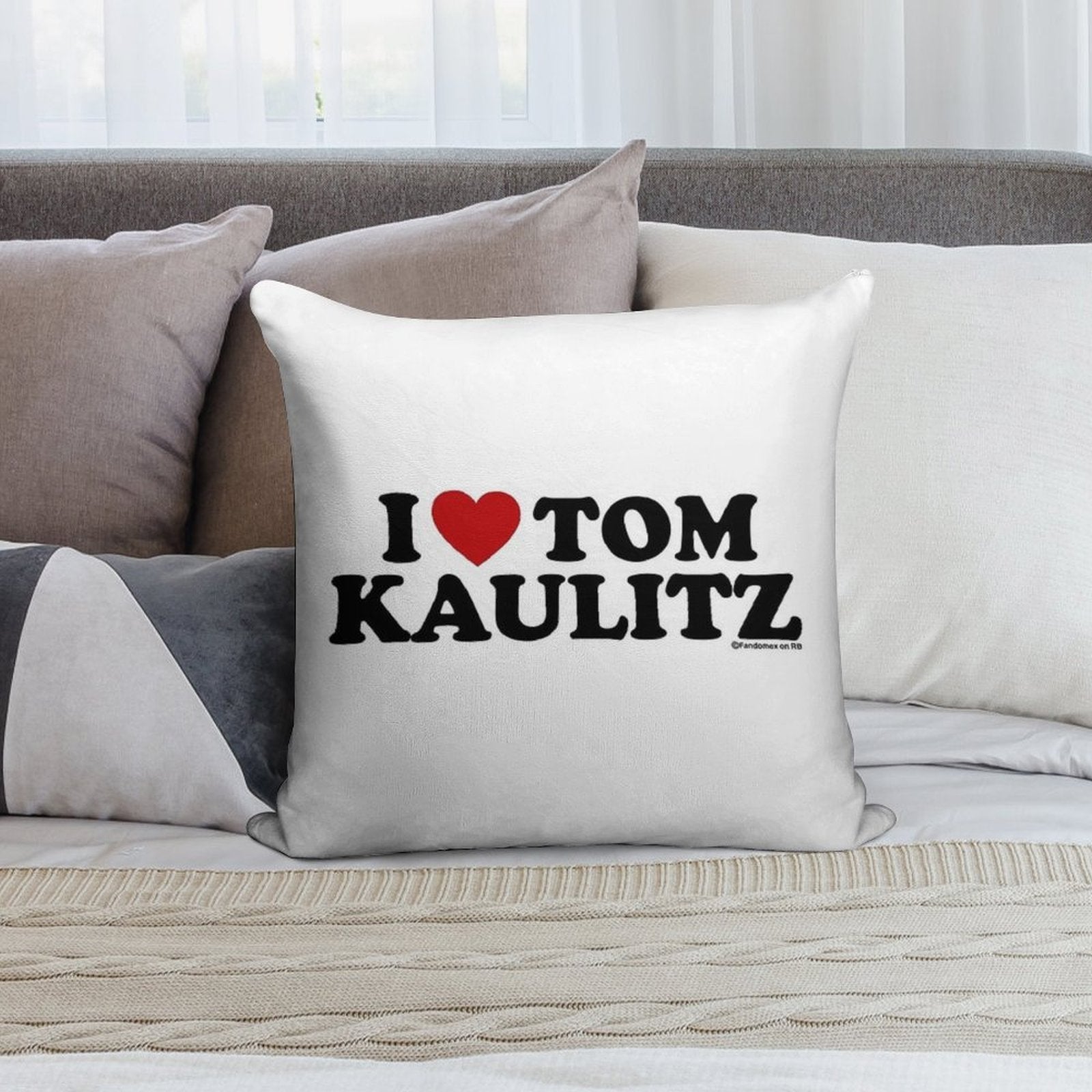 I LOVE TOM KAULITZ DESIGN Soft Hidden Zipper Throw Pillow
