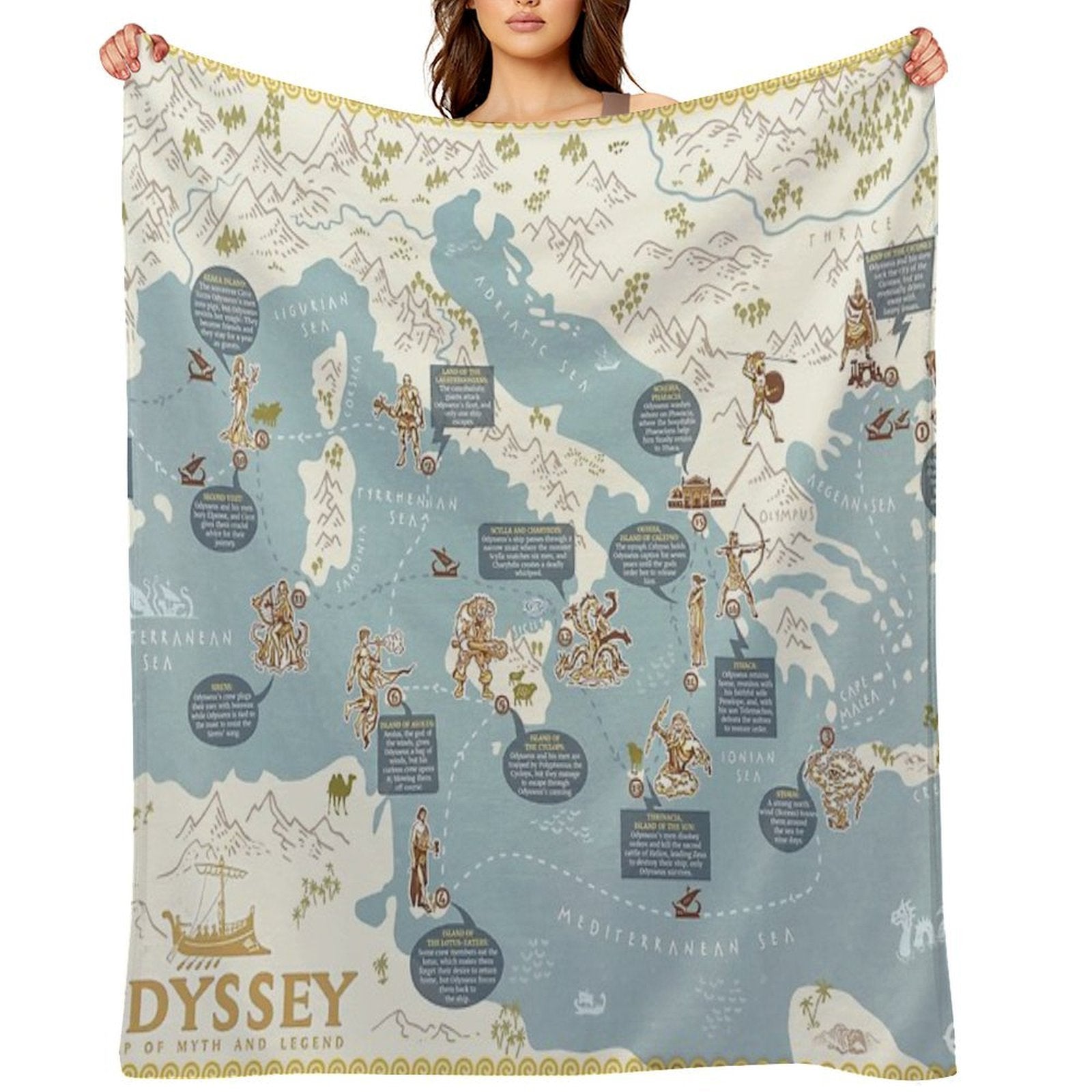 Odyssey A Map of Myth And Legend Versatility Throw Blanket