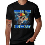 Funny Cat Meme Where The Huzz At Retro Humor Joke Sarcastic  Durable T-Shirt