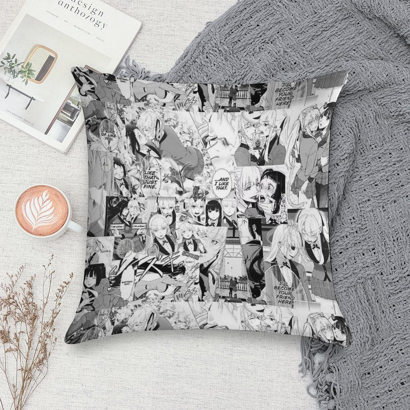 Kakegurui Collage Art Soft Style Accent Throw Pillow