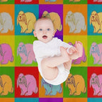 Lop Rabbit, Popart, Holland Lop, Mini Lop, French Lop, Retro, 70s, Original Art, Cute Bunny, 4H, Rabbits, Farm Animals Eco-conscious Throw Blanket