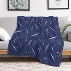 Rowing Club Navy Blue And White Scull Pattern Sustainable Throw Blanket