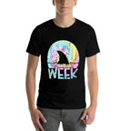 Retro Shark Fin Week 2025 Shark Lover Ocean Wildlife Tie Dye  Wrinkle-resistant T-Shirt