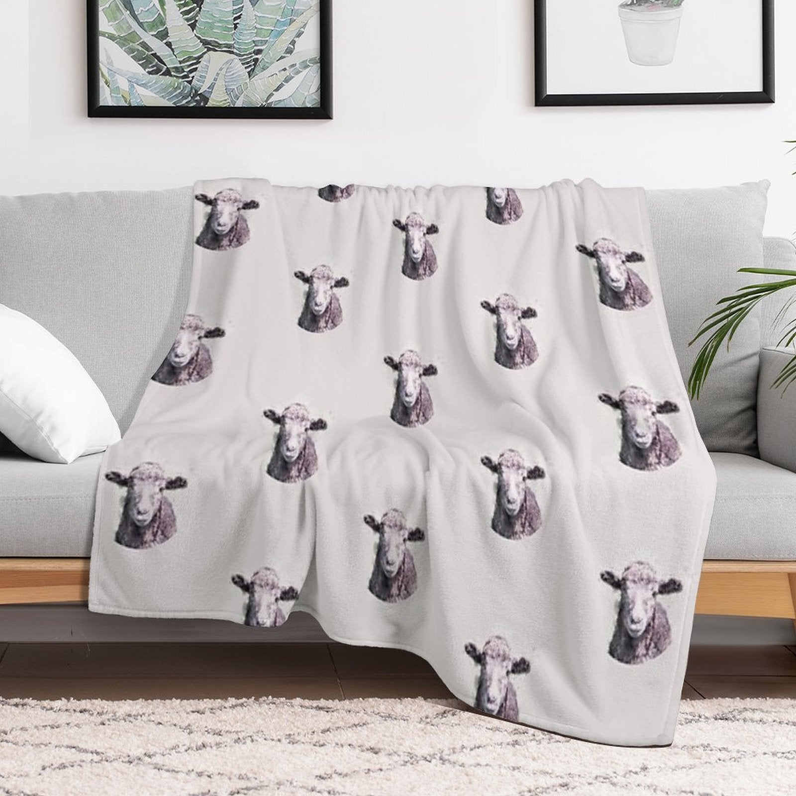 Herdwick Lamb (Lake District Sheep) Watercolour Compact Throw Blanket