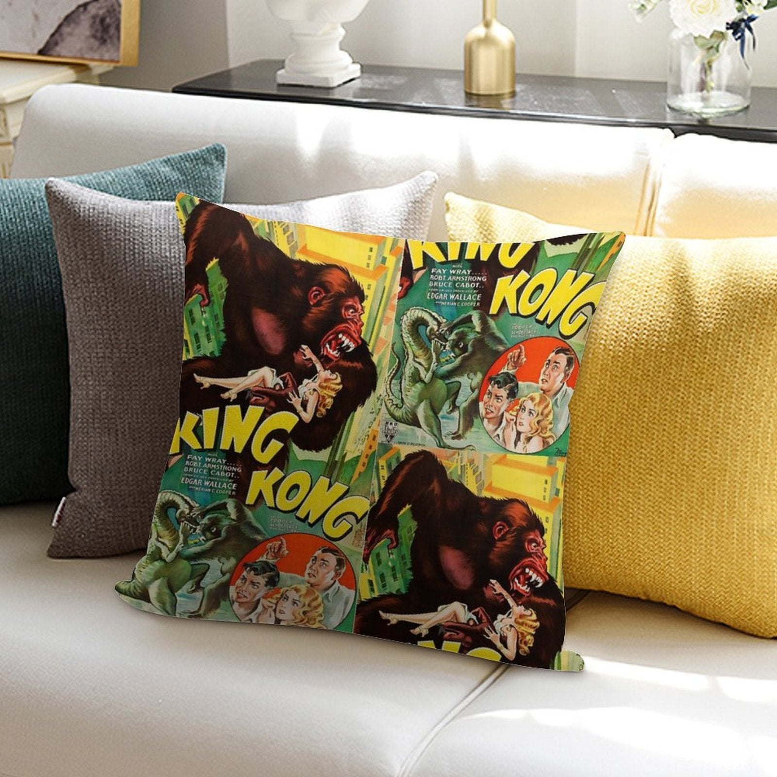 King Kong Vintage Film Soft Skin-Friendly Throw Pillow