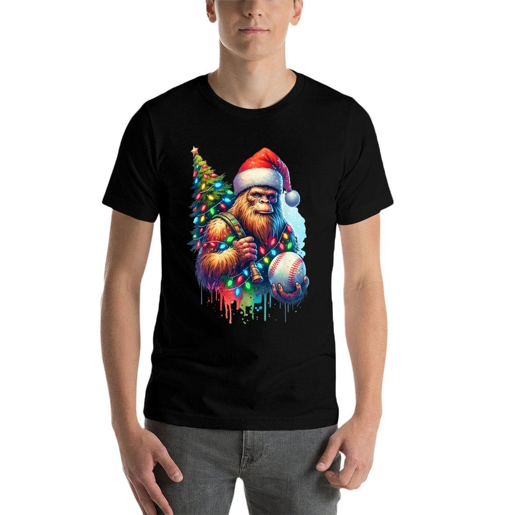 Baseball Bigfoot Christmas Xmas Sasquatch Baseball  Summer-ready Fabric T-Shirt